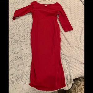 Red fitted maternity Old Navy dress